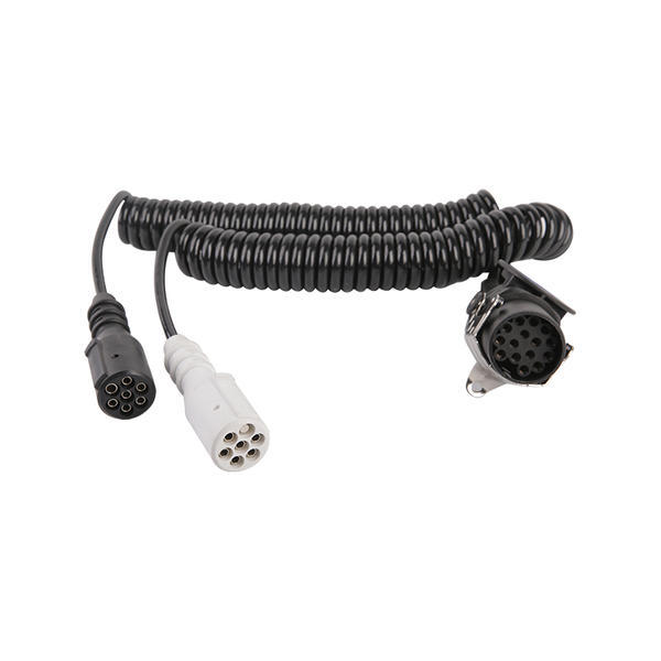 Bobina a spirale in PU a 7 poli, una è spina a 15 pin, le altre due sono spine in plastica da 24 V, lunghezza cavo 1 m, 2 m, 3 m..JH047-G