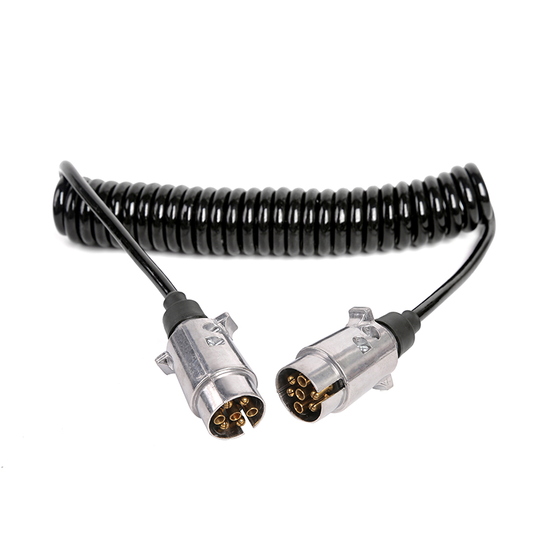 Bobina a spirale in PU nero a 7 poli, 2 connettori JH01 5, lunghezza cavo 1 m, 2 m, 3 m..... JH020-A