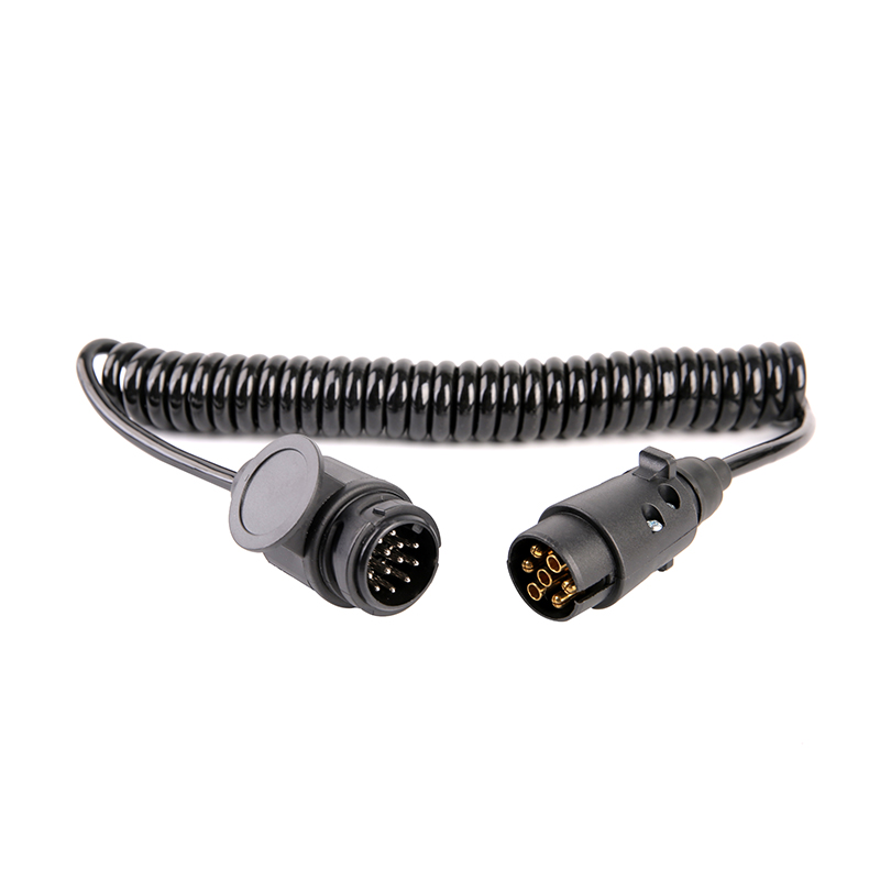 Bobina a spirale in PU nero a 7 poli, 2 connettori JH003, JH008, lunghezza cavo 1 m, 2 m, 3 m..... JH020-C