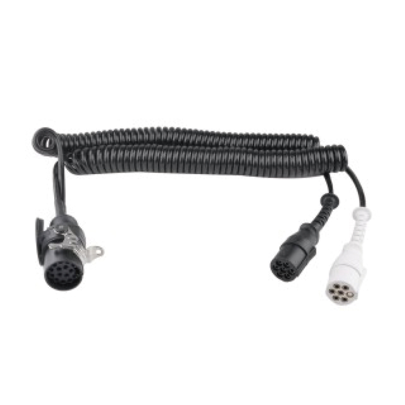 Bobina a spirale in PU a 7 poli, una è una spina da 1 5 pin, le altre due sono spine in plastica da 24 V, lunghezza del cavo 1 m, 2 m, 3 m...JH047-F