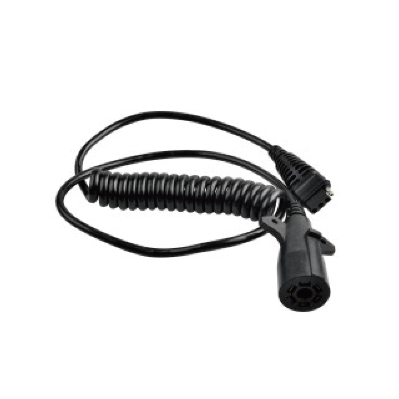 Bobina a spirale in PU nera a 7 poli con due tappi in plastica, lunghezza cavo 1 m, 2 m, 3 m ..... JH065-A