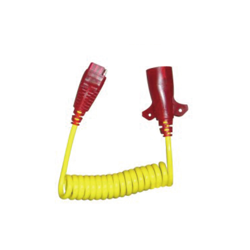 Bobina a spirale in PU gialla a 7 poli con due tappi in plastica, lunghezza cavo 1 m, 2 m, 3 m... JH065-B
