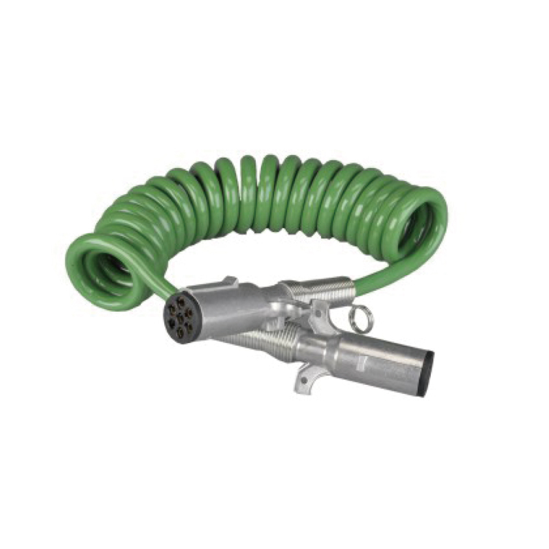 Bobina a spirale verde con due spine metalliche 24V, tipo a vite; lunghezza cavo 1 m 2 m 3 m......JH091-A