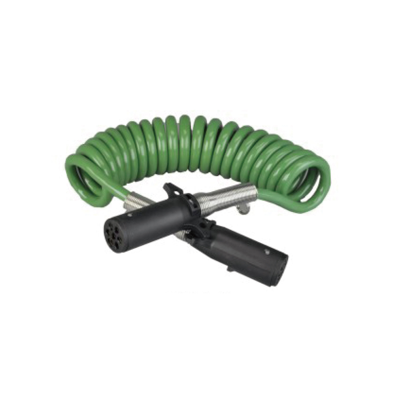 Bobina a spirale verde con due connettori in plastica 24V, tipo a vite; lunghezza cavo 1m 2m 3m......JH092-A