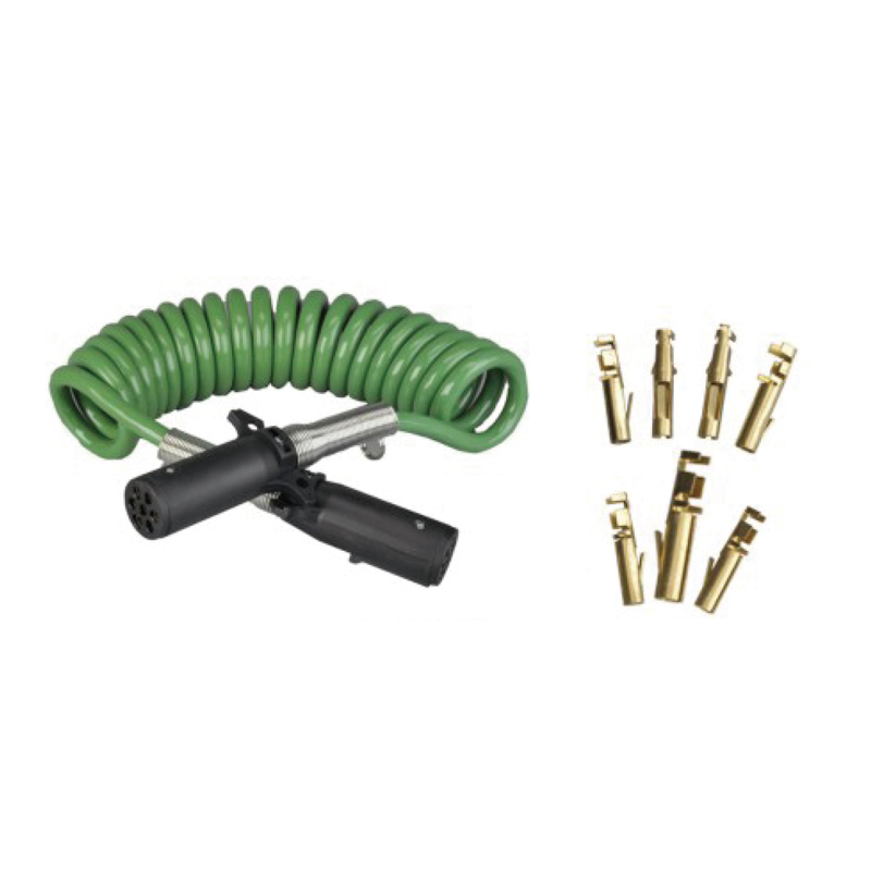 Bobina a spirale verde con due connettori in plastica 24V, tipo pin a crimpare; lunghezza cavo 1m 2m 3m......JH092-B